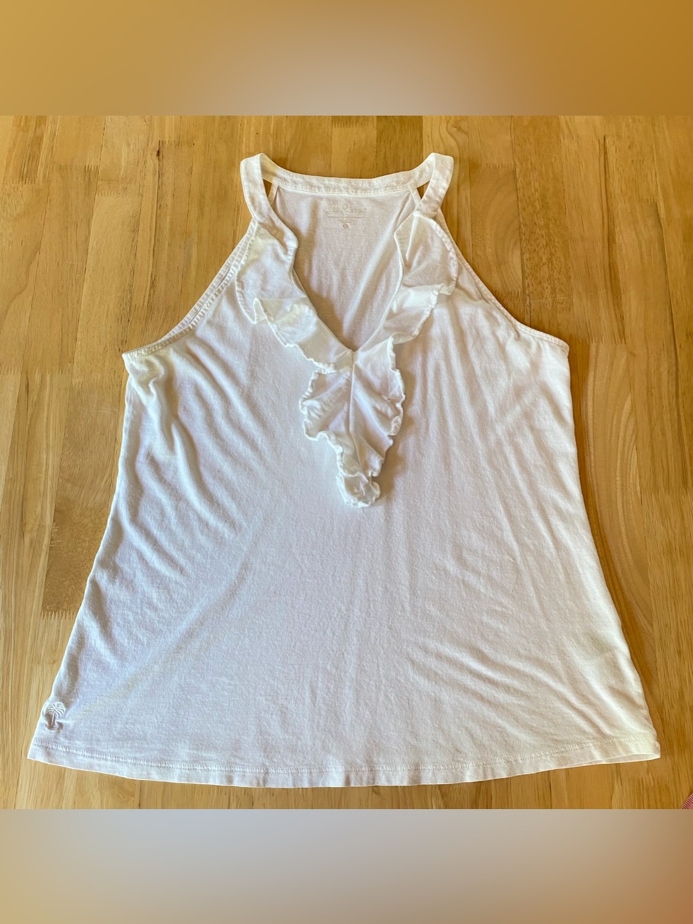 Lilly Pulitzer White Ruffle Tank Top Large